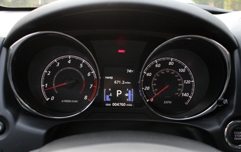 The Outlander Sport has the same gauges and central display as my seven-year-old Lancer, so at least it looks familiar, I guess.